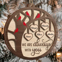 Family - Tree Branch Cardinals I Am Always With You - Personalized 2-Layered Wooden Ornament