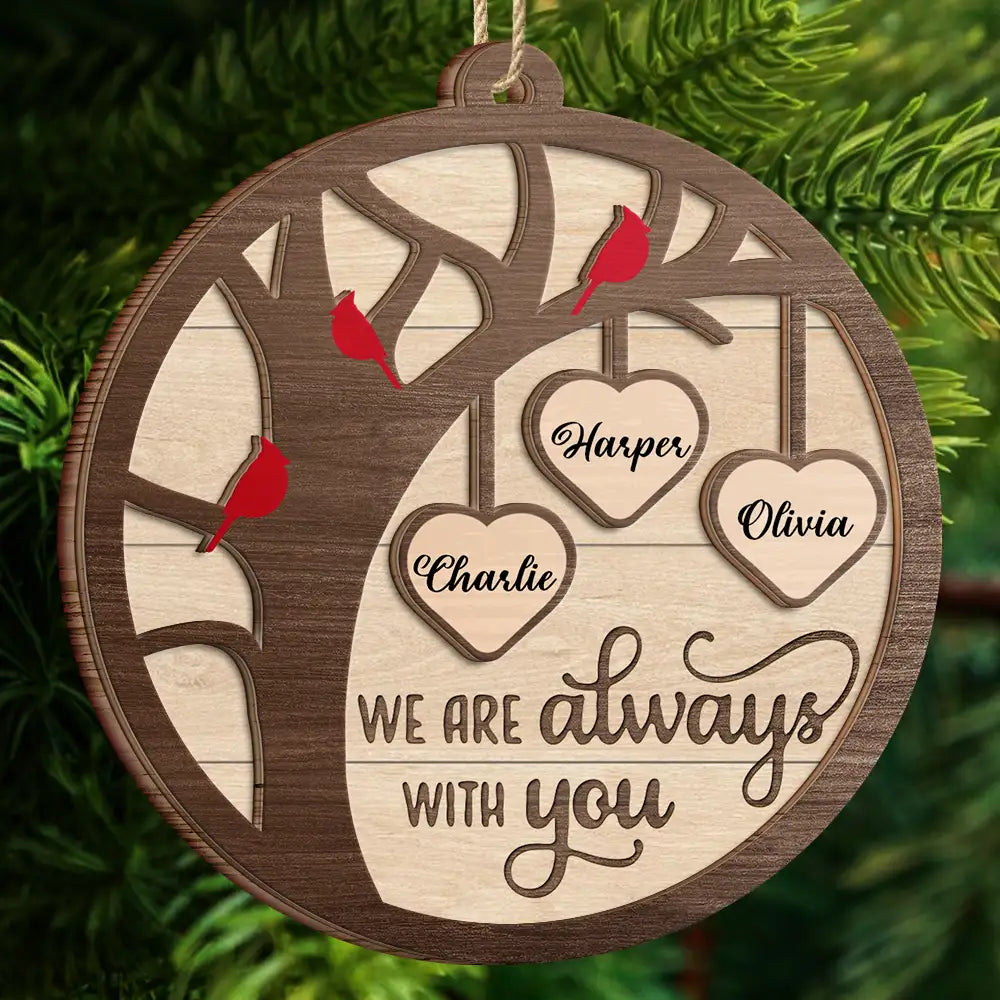 Family - Tree Branch Cardinals I Am Always With You - Personalized 2-Layered Wooden Ornament