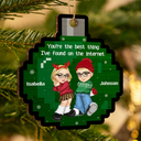 Gift For Couples, Gift For Husband, Gift For Wife, Gift For Boyfriend, Gift For Girlfriend - 8-Bit Y2K Couple Best Thing On The Internet - Personalized Custom Shaped Wooden Ornament