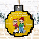 Gift For Couples, Gift For Husband, Gift For Wife, Gift For Boyfriend, Gift For Girlfriend - 8-Bit Y2K Couple Best Thing On The Internet - Personalized Custom Shaped Wooden Ornament