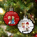 Gift For Couples, Gift For Husband, Gift For Wife, Gift For Boyfriend, Gift For Girlfriend - 8-Bit Y2K Couple Best Thing On The Internet - Personalized Custom Shaped Wooden Ornament