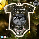 Parents, New baby, Gift For Kids - Custom Photo Coming Soon Christmas - Personalized 2-Layered Mix Ornament