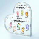 Gift For Grandma, Gift For Mother - First Mom Now Grandma Butterfly - Personalized Heart Shaped Acrylic Plaque