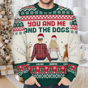 Pet Lovers, Pet Couple, Dog Lovers, Cat Lovers - Christmas Backside You And Me And The Pets - Personalized Unisex Ugly Sweater