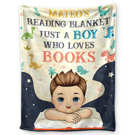 Gift For Kids,Happy,Reading - Reading Blanket Just A Girl Boy Who Loves Books - Personalized Fleece Blanket, Sherpa Blanket