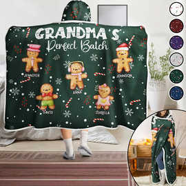 Gift For Grandma,Gift For Mother,Gift For Grandpa,Gift For Father,Christmas,Love - Grandma's Perfect Batch - Personalized Wearable Hooded Blanket