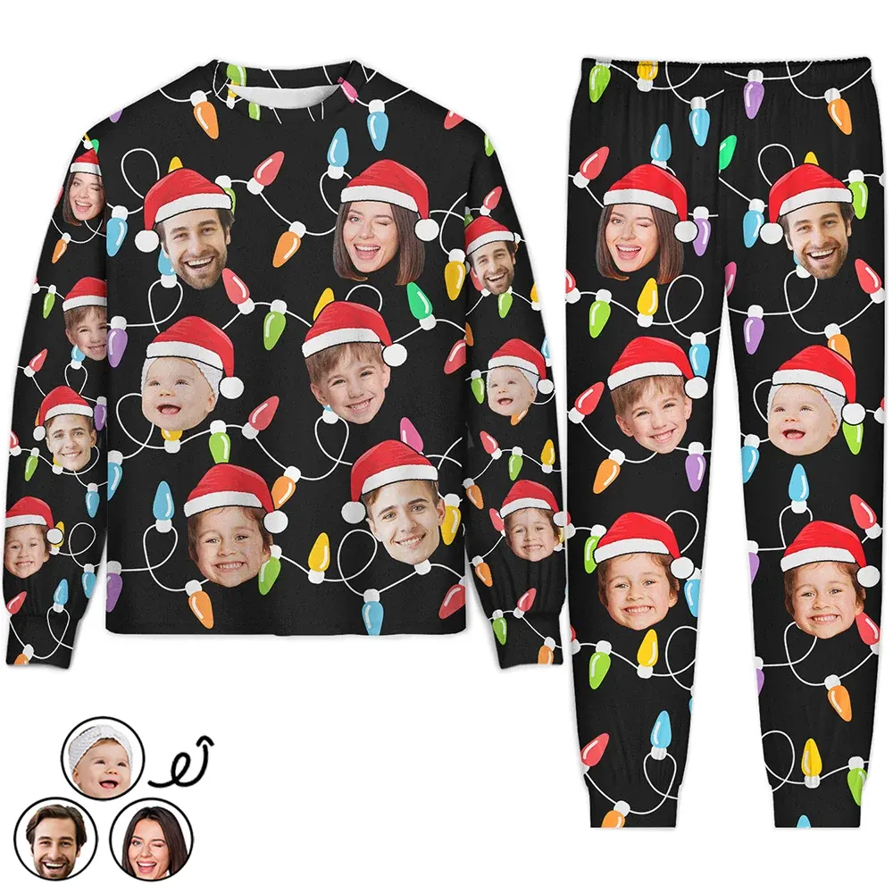 Family - Custom Photo Funny Family Face - Personalized Unisex Pajamas Set