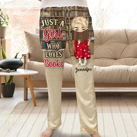 Reading,Gift For Yourself - Reading Chibi Just A Girl Who Loves Books - Personalized Pajama Pants