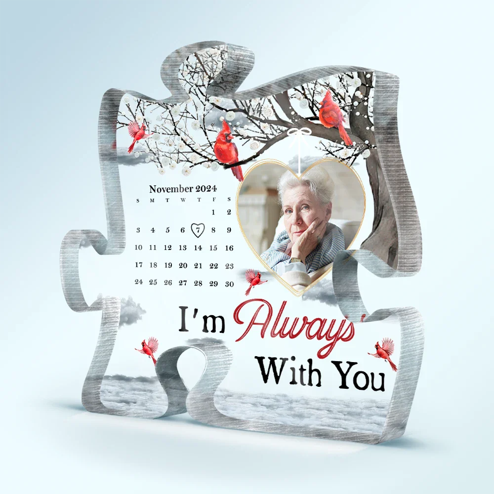 Memorial - Custom Photo Calendar The Day God Called You Home - Personalized Puzzle Shaped Acrylic Plaque