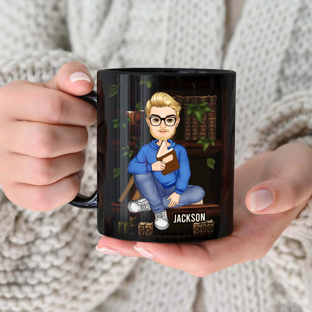 Reading,Gift For Yourself,Gift For Women,Gift For Men,Happy - Just A Girl Boy Who Loves Books - Personalized Black Mug