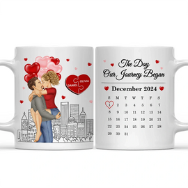 Gift For Couples,Gift For Husband,Gift For Wife,Gift For Boyfriend,Gift For Girlfriend,Happy - Couple The Day Our Journey Began - Personalized Mug