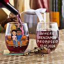 Gift For Couples,Gift For Husband,Gift For Wife,Married ,Happy - Couple The One Where We Said Yes - Personalized Stemless Wine Glass