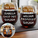 Gift For Couples,Gift For Husband,Gift For Wife,Married ,Happy - Couple The One Where We Said Yes - Personalized Stemless Wine Glass