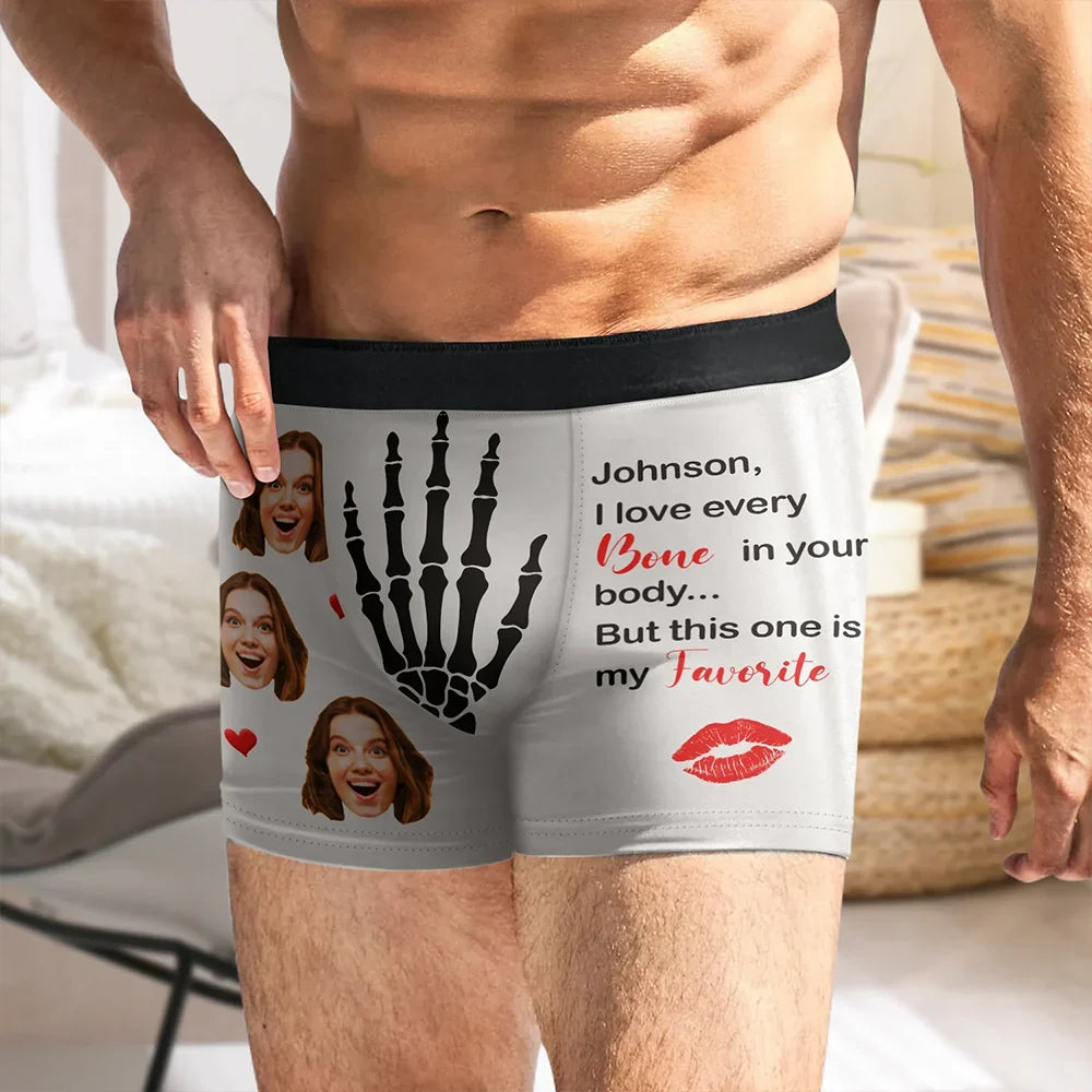 Gift For Couples, Gift For Husband, Gift For Boyfriend - Custom Photo Funny My Favorite Bone - Personalized Men's Boxer Briefs