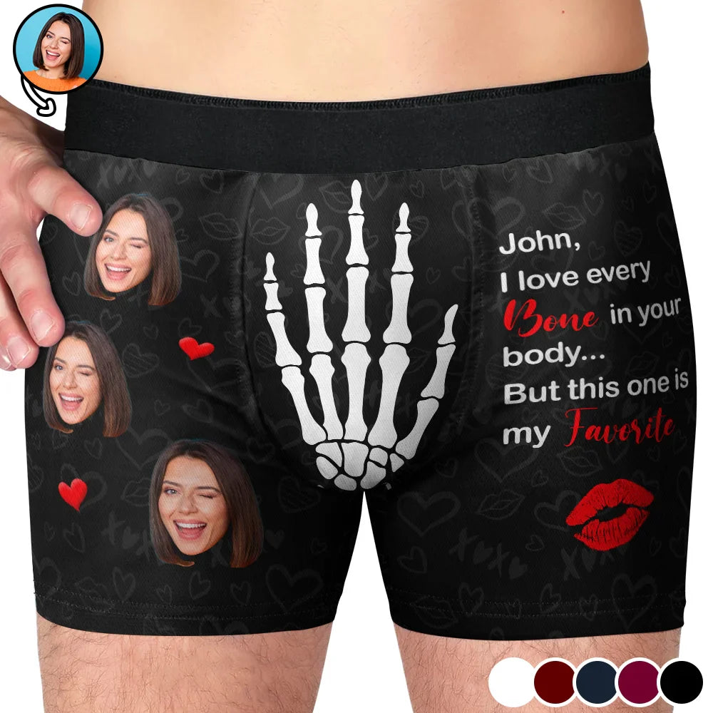 Gift For Couples, Gift For Husband, Gift For Boyfriend - Custom Photo Funny My Favorite Bone - Personalized Men's Boxer Briefs