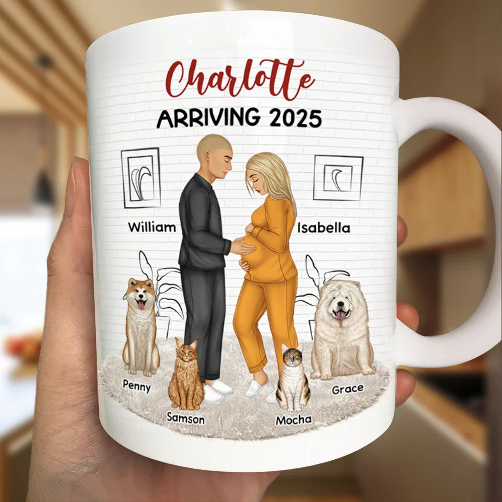 New Mom,New Dad,Pet Couple,Love - Baby Arriving Expecting Family - Personalized Mug