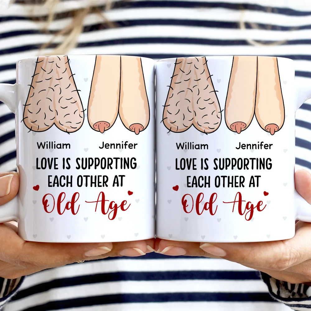 Gift For Couples, Old Couples, Gift For Husband, Gift For Wife, Gift For Boyfriend, Gift For Girlfriend - Old Couple Funny Annoying Each Other - Personalized White Edge-to-Edge Mug
