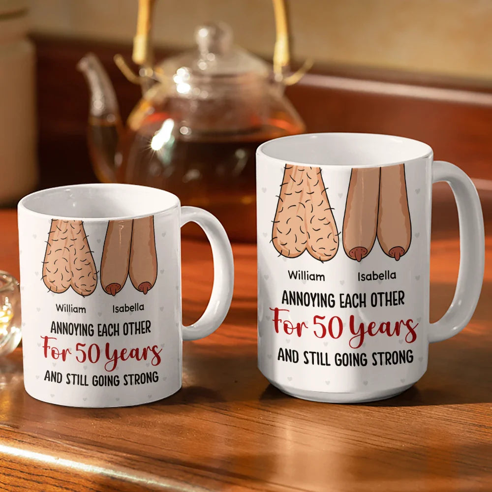 Gift For Couples, Old Couples, Gift For Husband, Gift For Wife, Gift For Boyfriend, Gift For Girlfriend - Old Couple Funny Annoying Each Other - Personalized White Edge-to-Edge Mug
