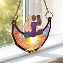 Gift For Mother, Gift For Daughter, Mom - Daughters (Adult) - Mother & Daughters On The Moon - Personalized Window Hanging Suncatcher Ornament