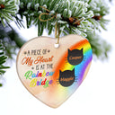 A Piece Of My Heart Is At The Rainbow Bridge - Cat Memorial Gift - Personalized Custom Heart Ceramic Ornament