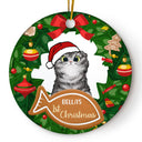 Cat First Christmas - Cat Lovers Christmas Gift - Personalized Custom Circle Ceramic Ornament