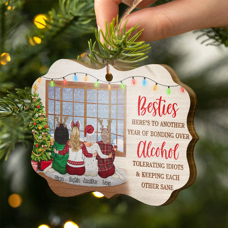 Bestie Keeping Each Other Sane - Bestie BFF Christmas Gift - Personalized Wooden Ornament