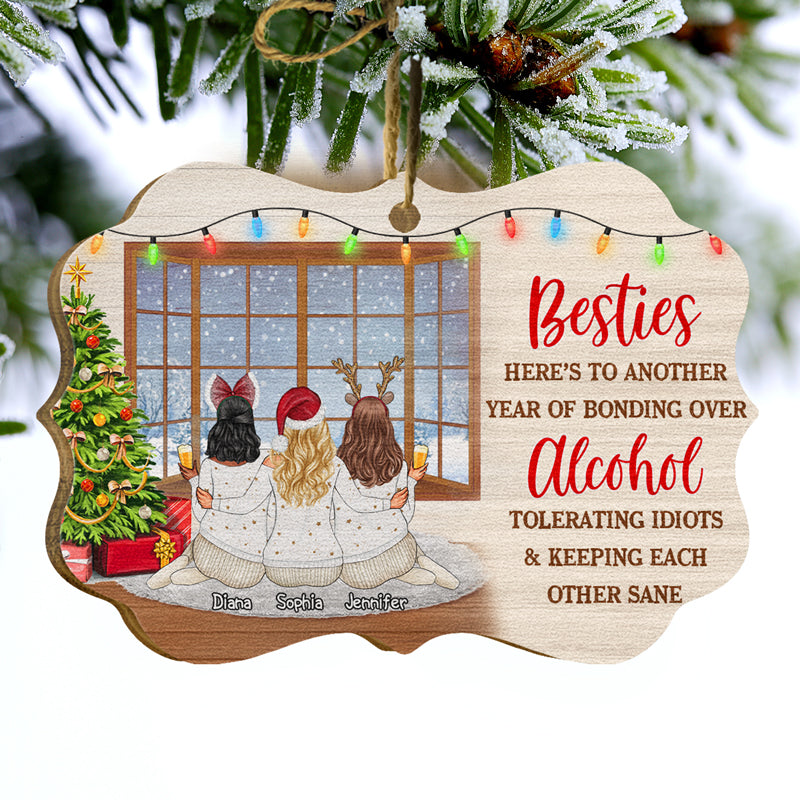 Bestie Keeping Each Other Sane - Bestie BFF Christmas Gift - Personalized Wooden Ornament