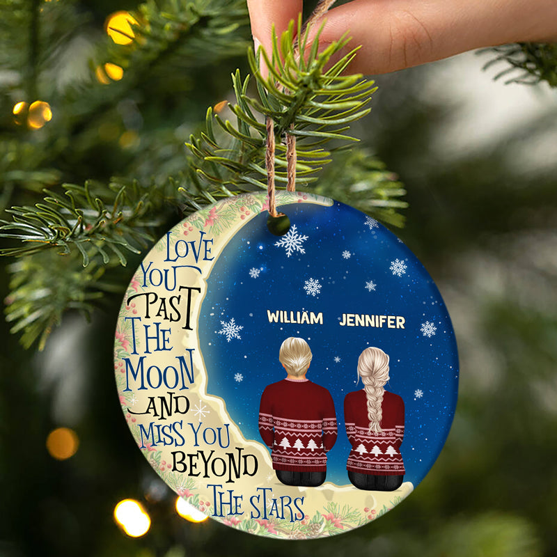 Miss You Beyond The Stars - Memorial Gift - Christmas Gift - Personalized Custom Circle Ceramic Ornament