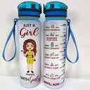 Fitness Girl With Goals - Gift For Gymer - Personalized Custom Water Tracker Bottle