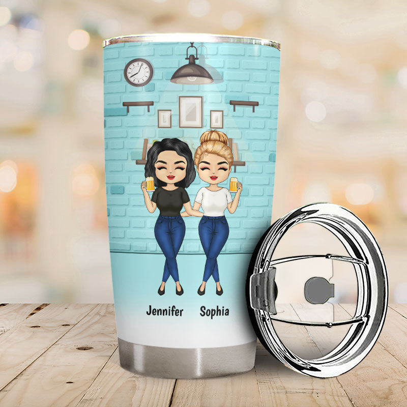 Sisters Maybe In Distance But Never At Heart - Gift For Besties Sisters - Personalized Custom Tumbler