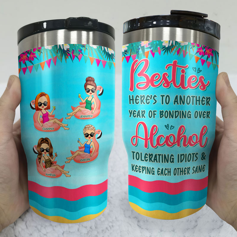 BFF Warning The Girls Are Drinking Again - Gift For Bestie - Personalized Custom Triple 3 In 1 Can Cooler