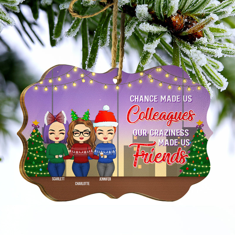 Work Bestie It's Not Where You Work - Christmas Gift For Colleagues - Personalized Wooden Ornament