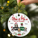 Couple You & Me And The Fur Babies - Christmas Gift For Dog & Cat Lovers - Personalized Custom Circle Ceramic Ornament