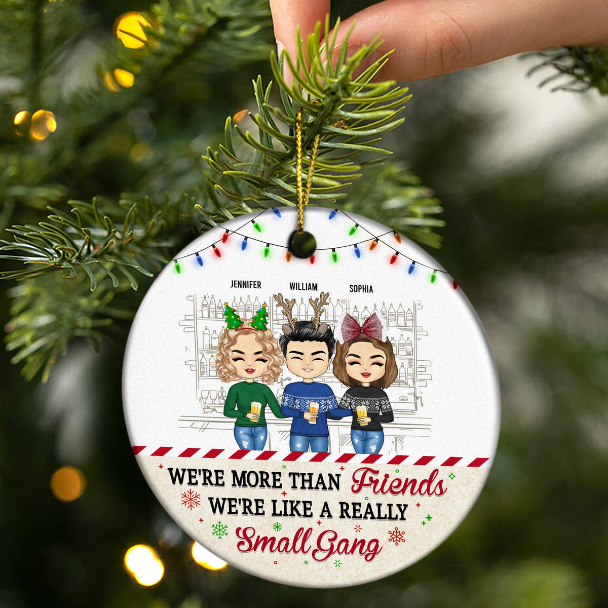 Christmas BFF We're Trouble When We're Together - Gift For Bestie - Personalized Custom Circle Ceramic Ornament