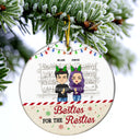 Christmas BFF We're Trouble When We're Together - Gift For Bestie - Personalized Custom Circle Ceramic Ornament