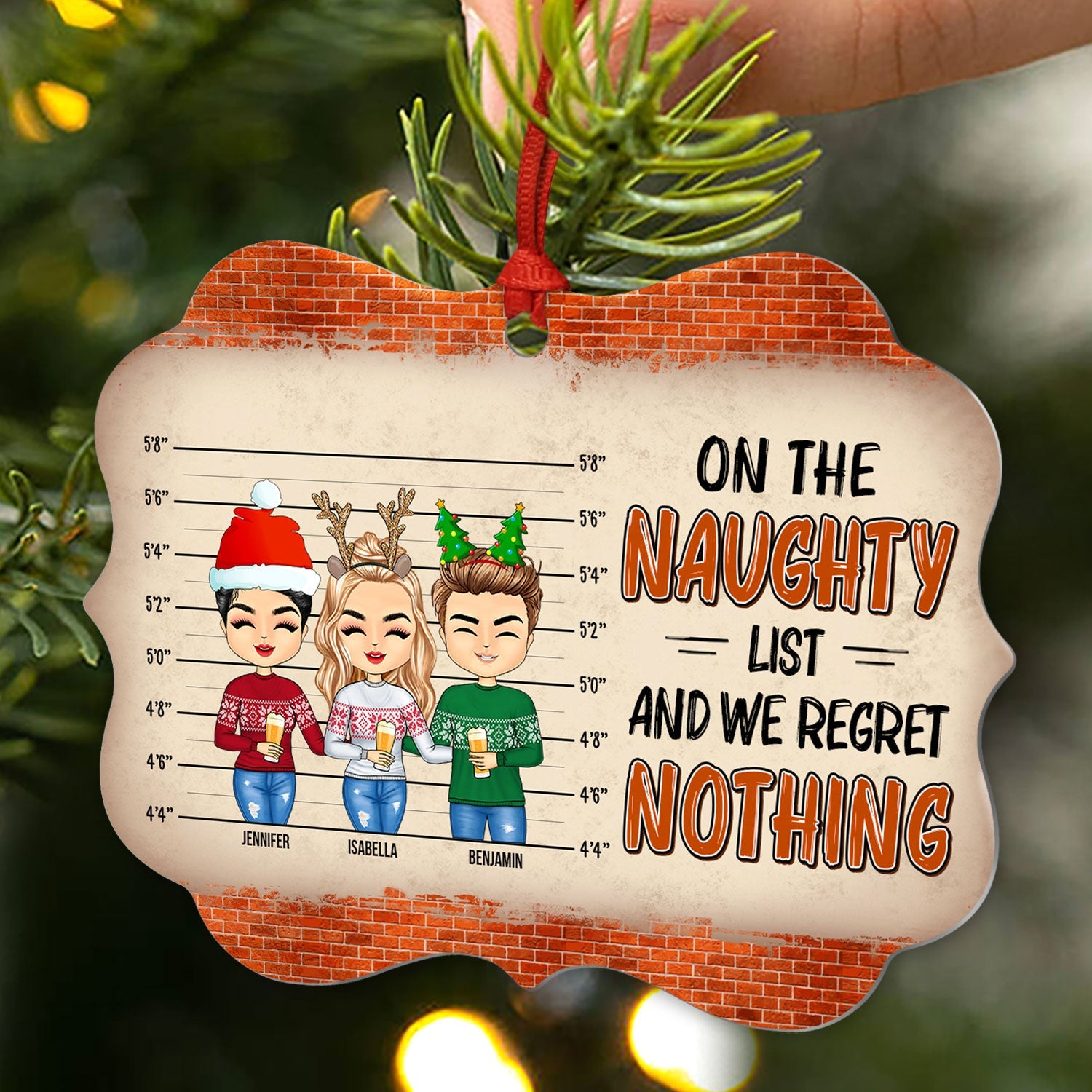 On The Naughty List And We Regret Nothing - Christmas Gift For Bestie - Personalized Custom Aluminum Ornament