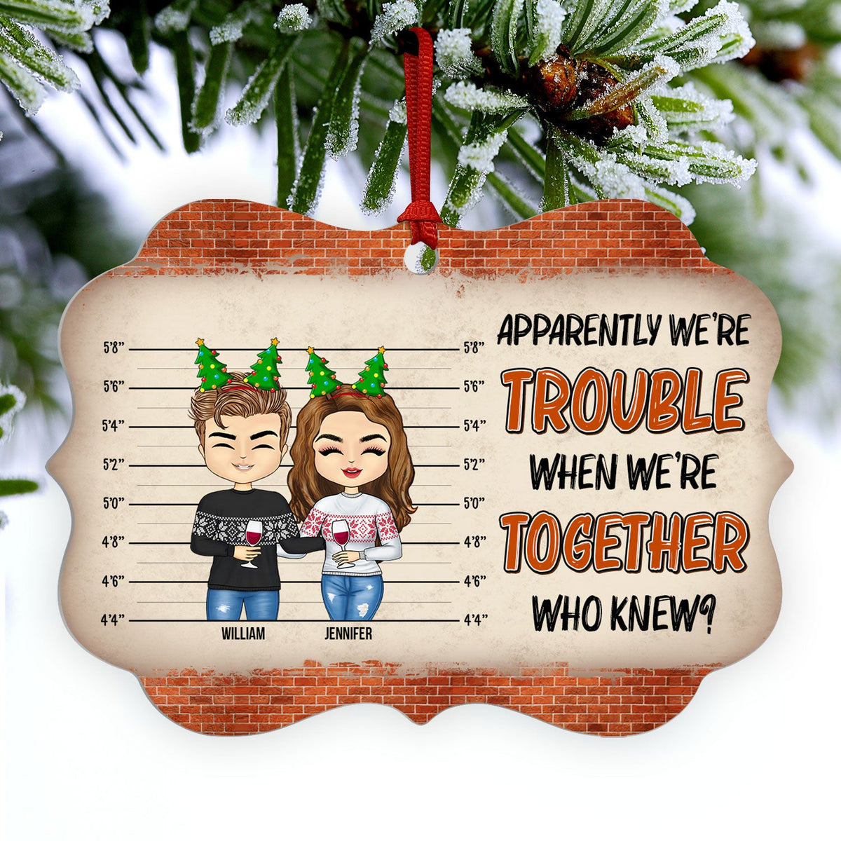 On The Naughty List And We Regret Nothing - Christmas Gift For Bestie - Personalized Custom Aluminum Ornament