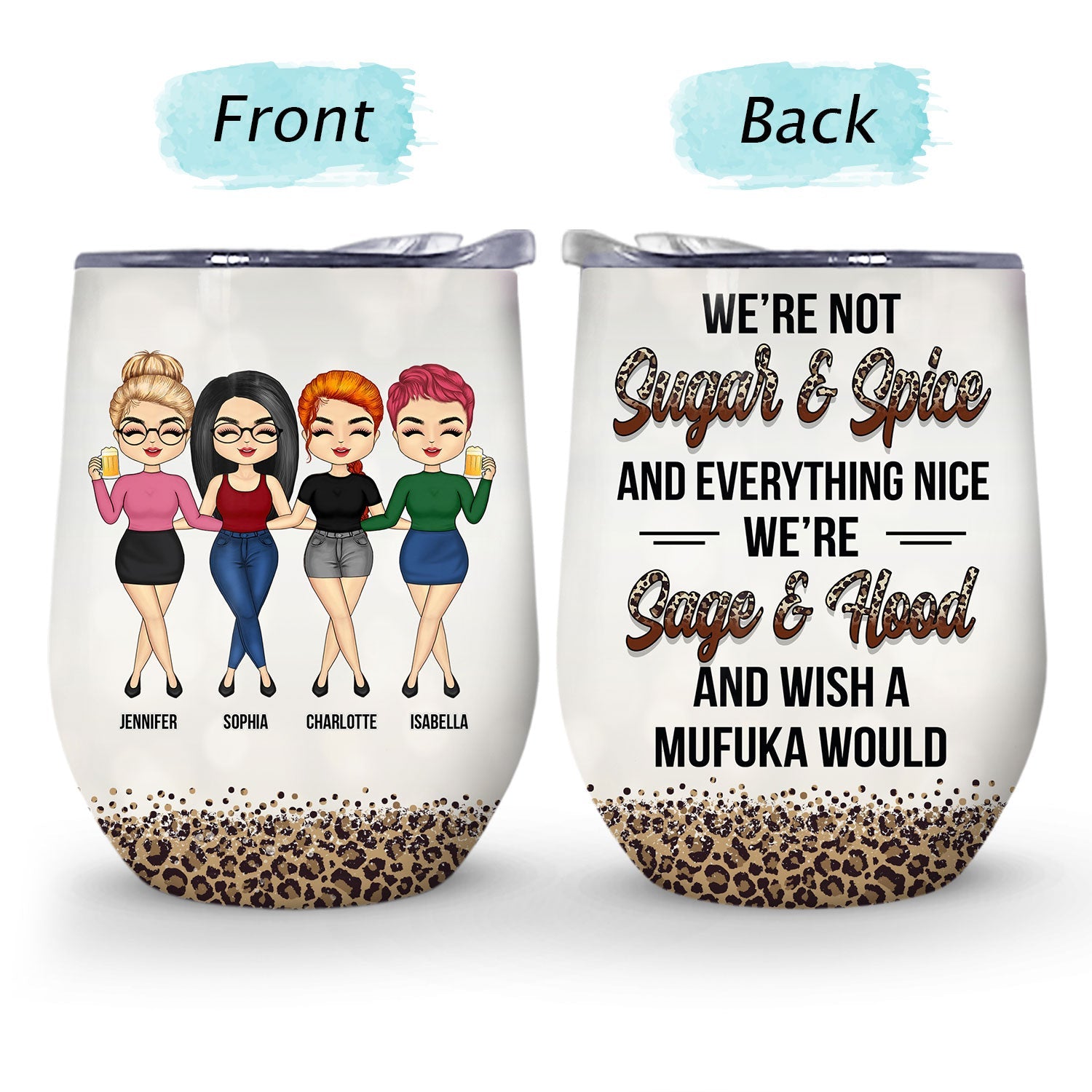 Chibi Besties Keeping Each Other Sane - BFF Bestie Gift - Personalized Custom Wine Tumbler