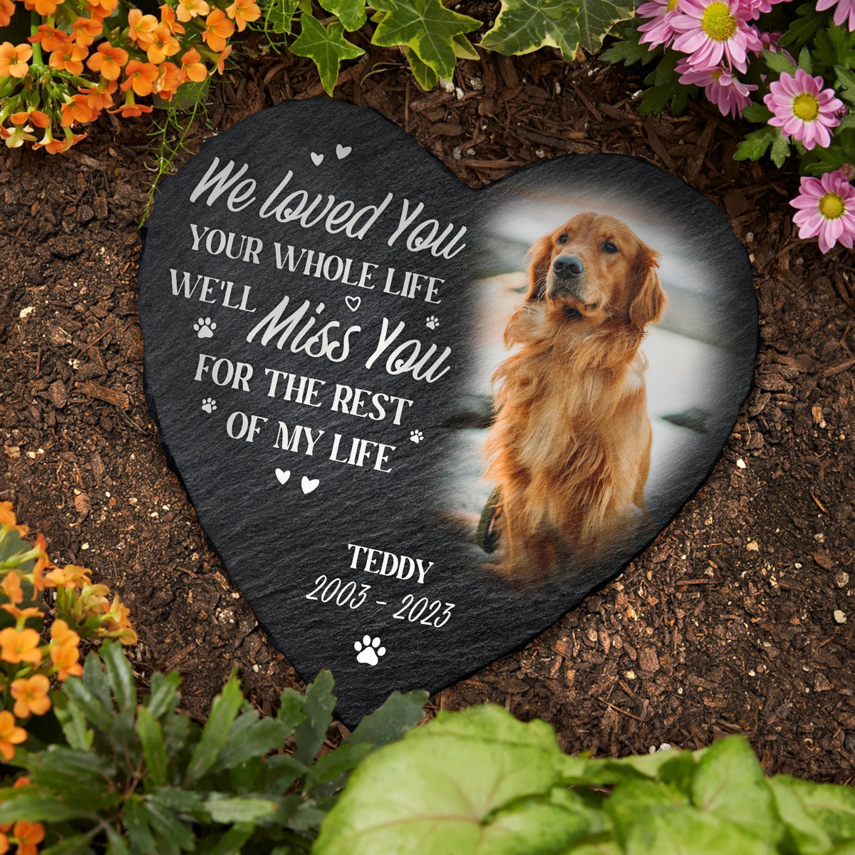 Custom Photo We Will Always Love And Remember You - Memorial Gift - Personalized Heart Memorial Garden Stone