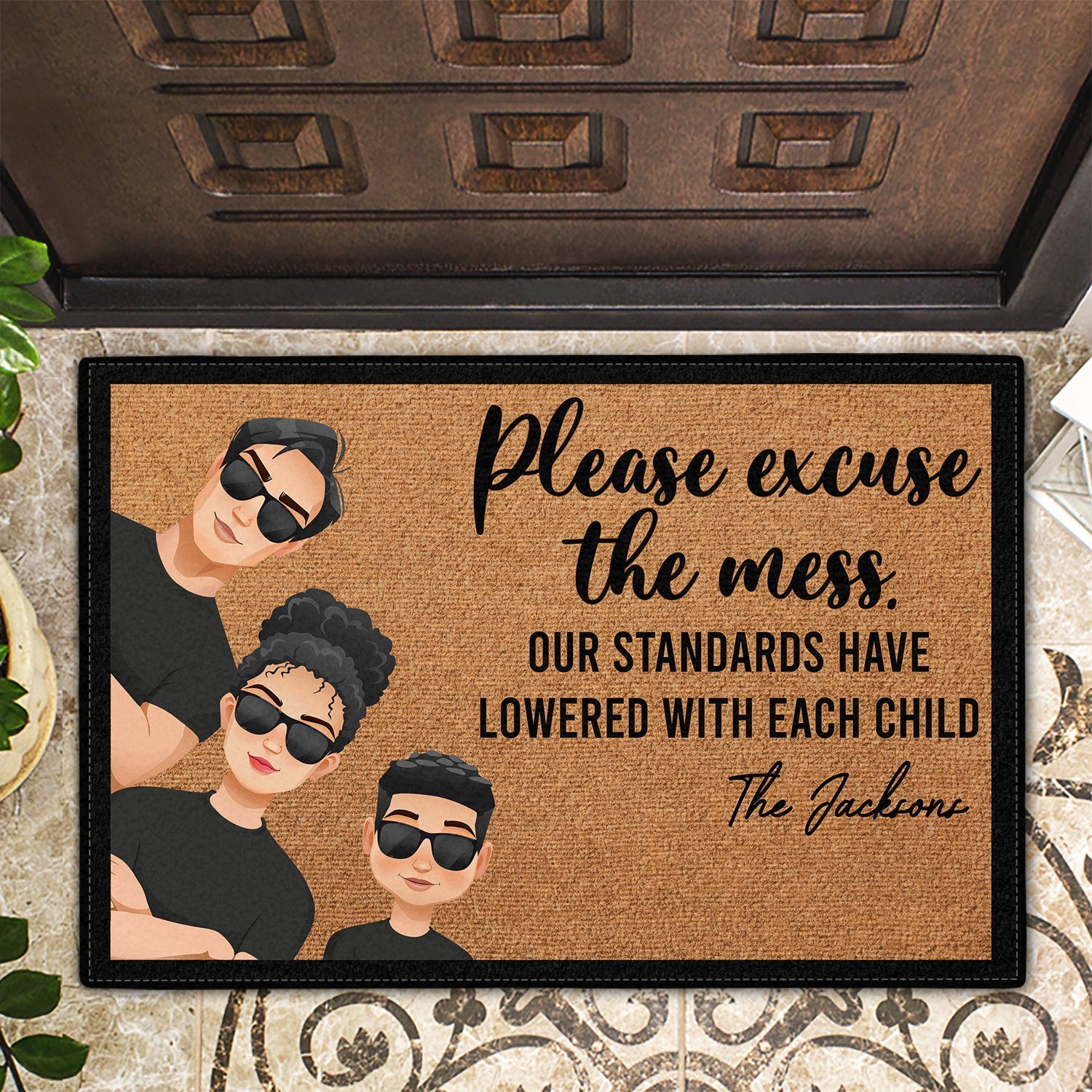 Family Excuse The Mess Flat Art Family - Gift For Family, Home Decor, Housewarming Gift - Personalized Doormat