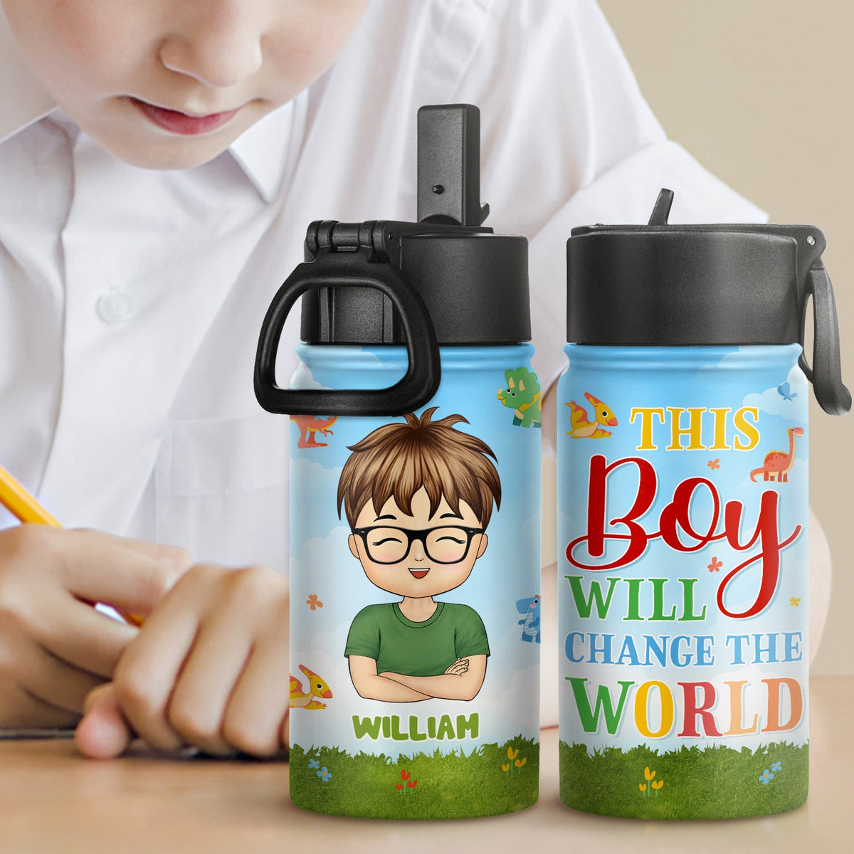 This Girl Boy Will Change The World - Gift For Kids, Back To School - Personalized Kids Water Bottle