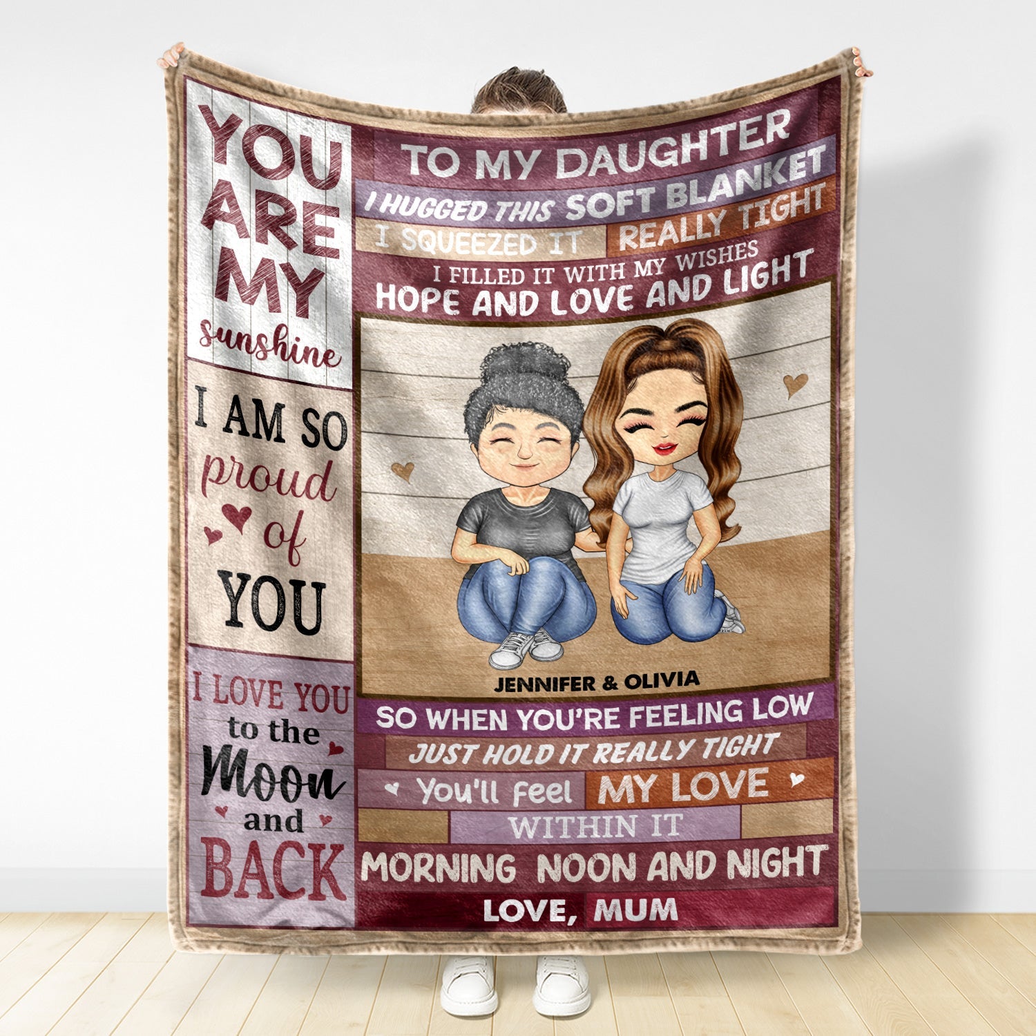 Mother Daughter Hugged This Soft Blanket - Gift For Daughters - Personalized Fleece Blanket