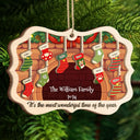 Stockings Hanging The Most Wonderful Time Of Year - Gift For Family - Personalized Custom 2-Layered Wooden Ornament