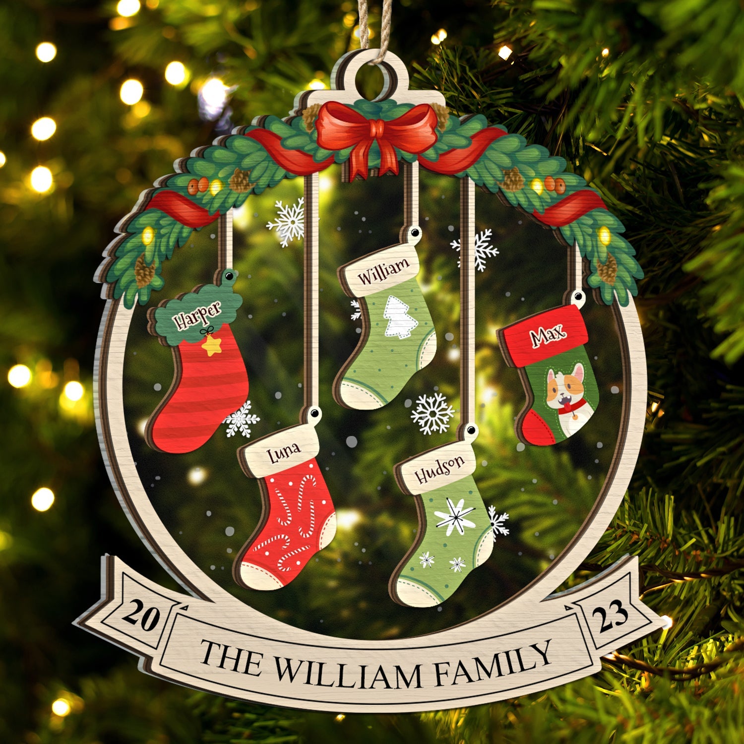 Family Christmas Stockings - Christmas Gift - Personalized 2-Layered Mix Ornament