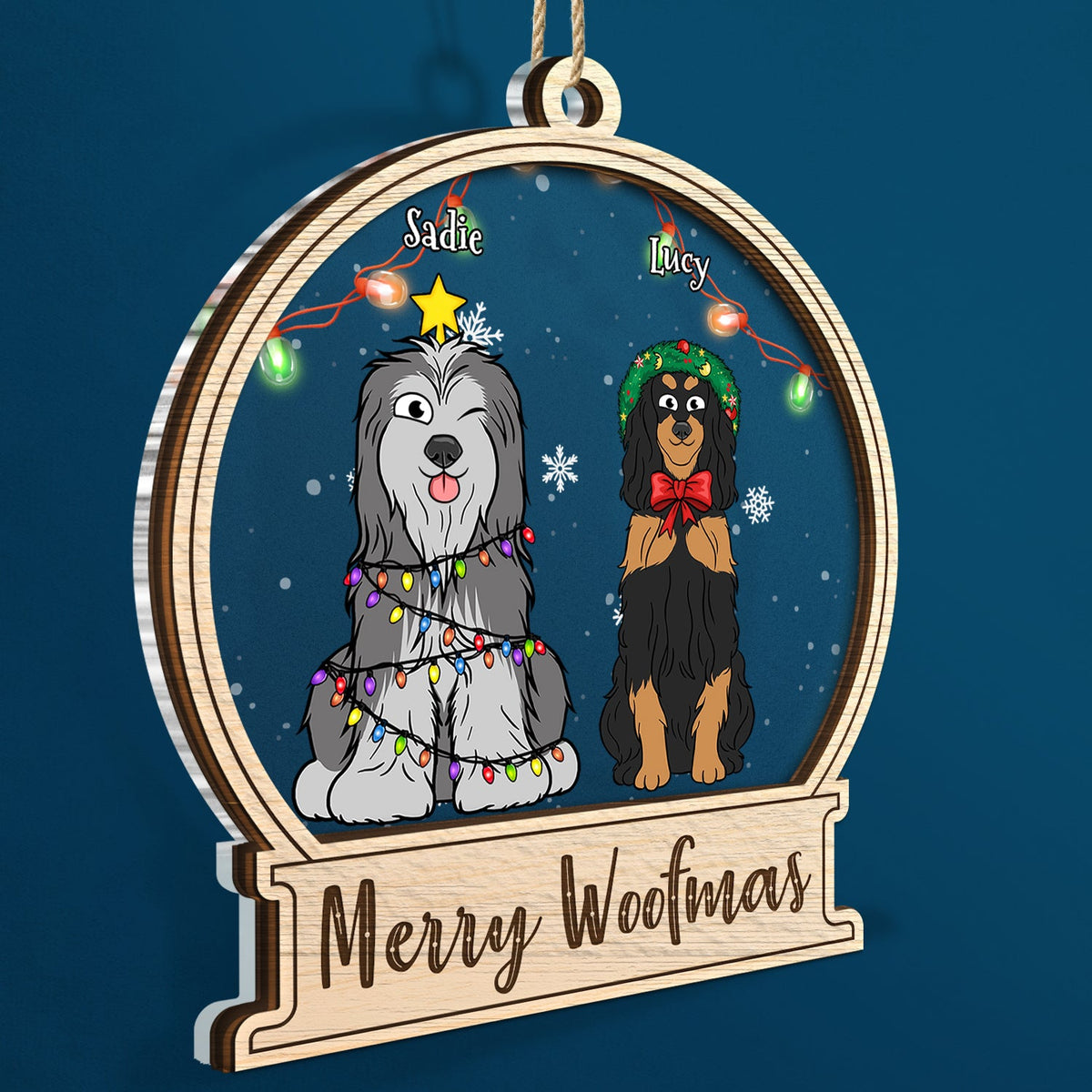 Dog Lovers Merry Woofmas - Christmas Gift For Dog Lovers - Personalized 2-Layered Mix Ornament