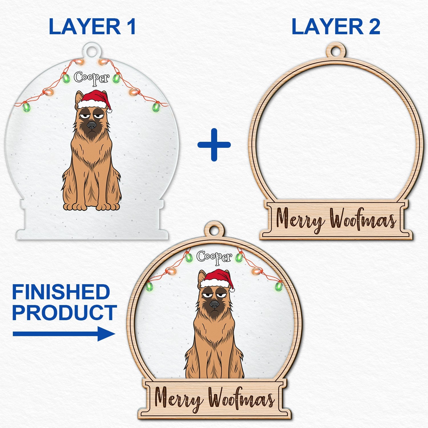 Dog Lovers Merry Woofmas - Christmas Gift For Dog Lovers - Personalized 2-Layered Mix Ornament