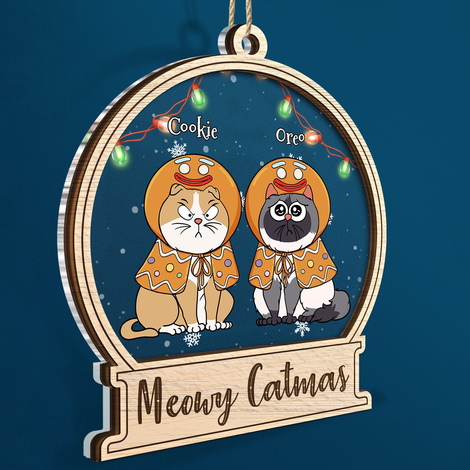 Meowy Catmas - Christmas Gift For Cat Lovers - Personalized 2-Layered Mix Ornament