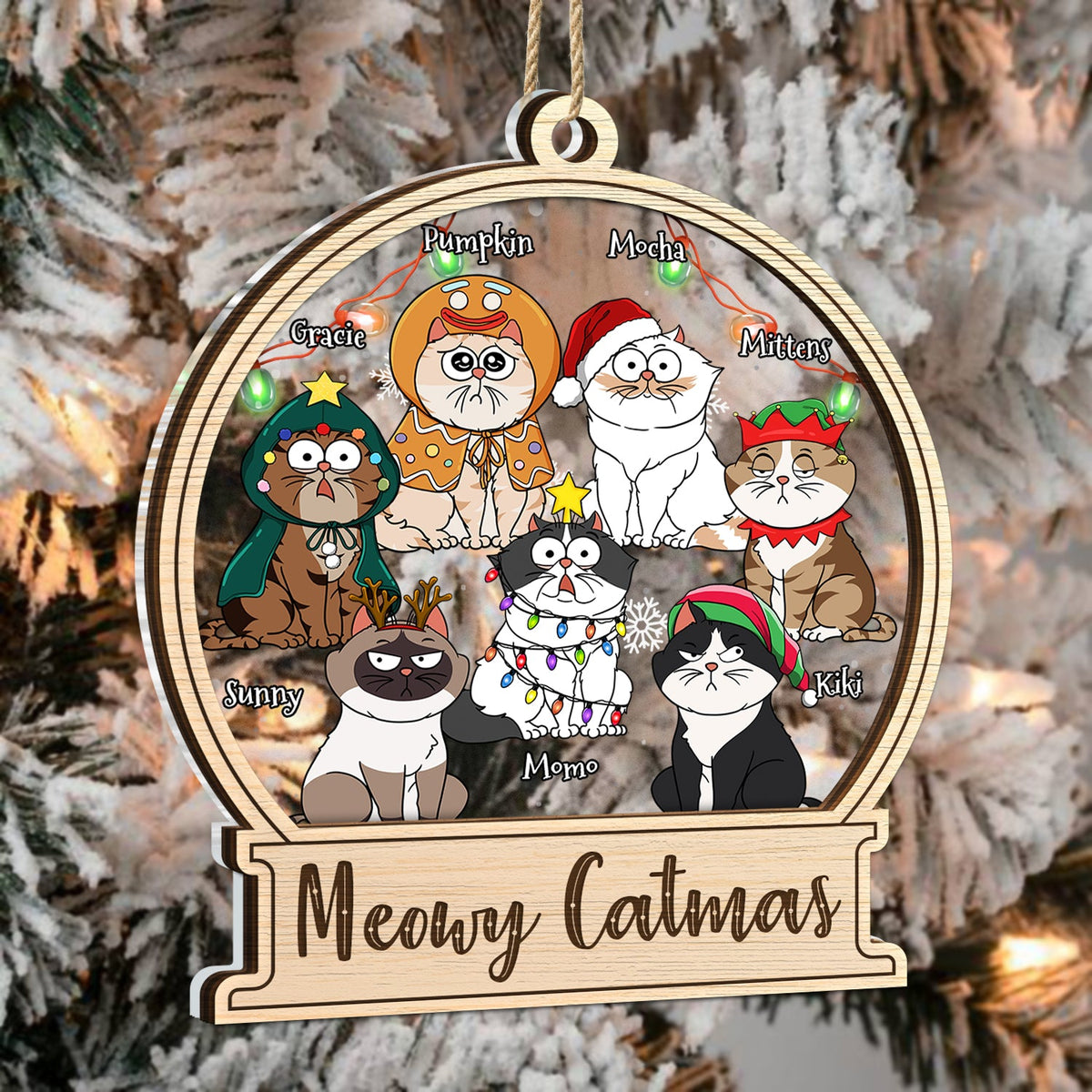 Meowy Catmas - Christmas Gift For Cat Lovers - Personalized 2-Layered Mix Ornament