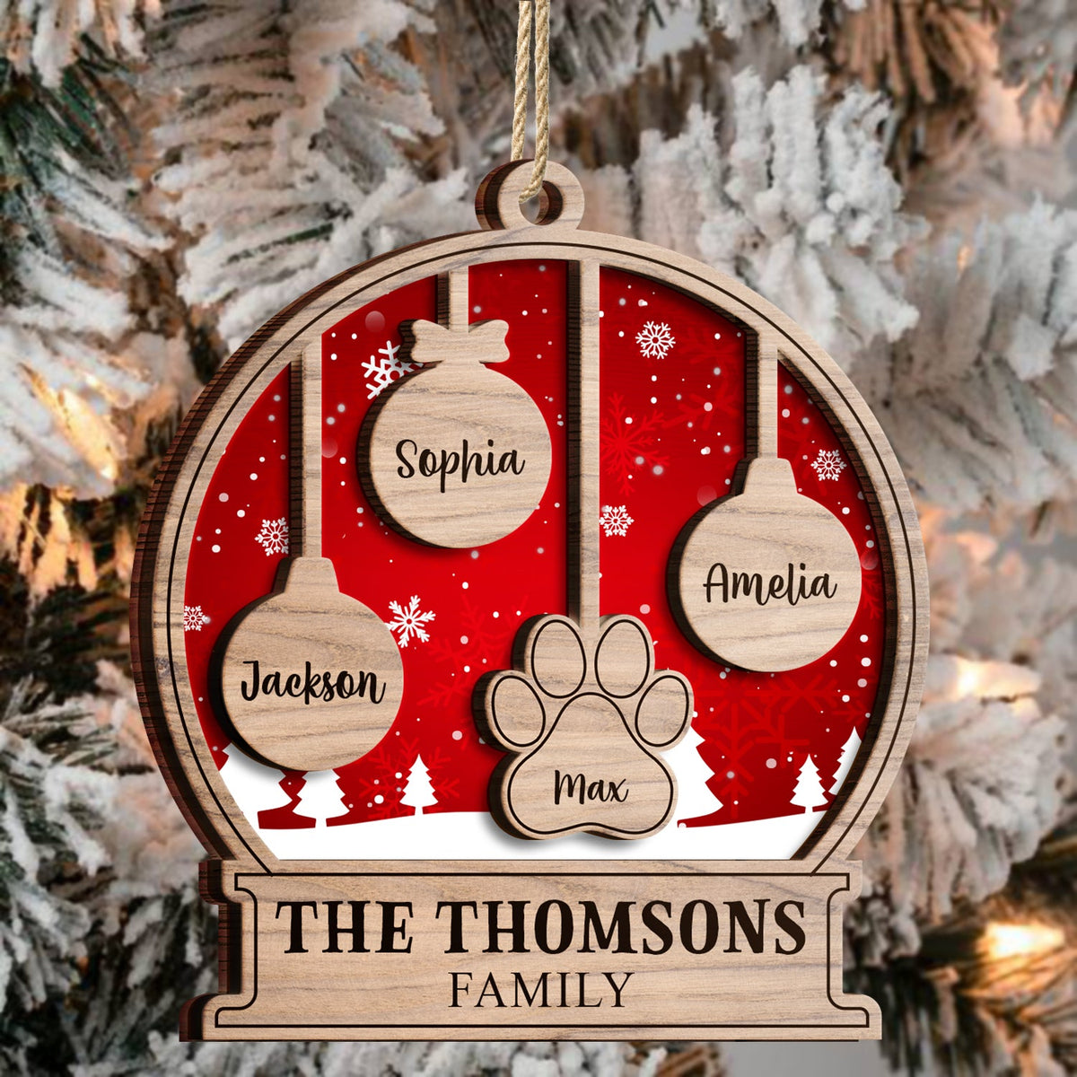 Our Family Kids Pet - Gift For Family, Parent - Personalized 2-Layered Wooden Ornament