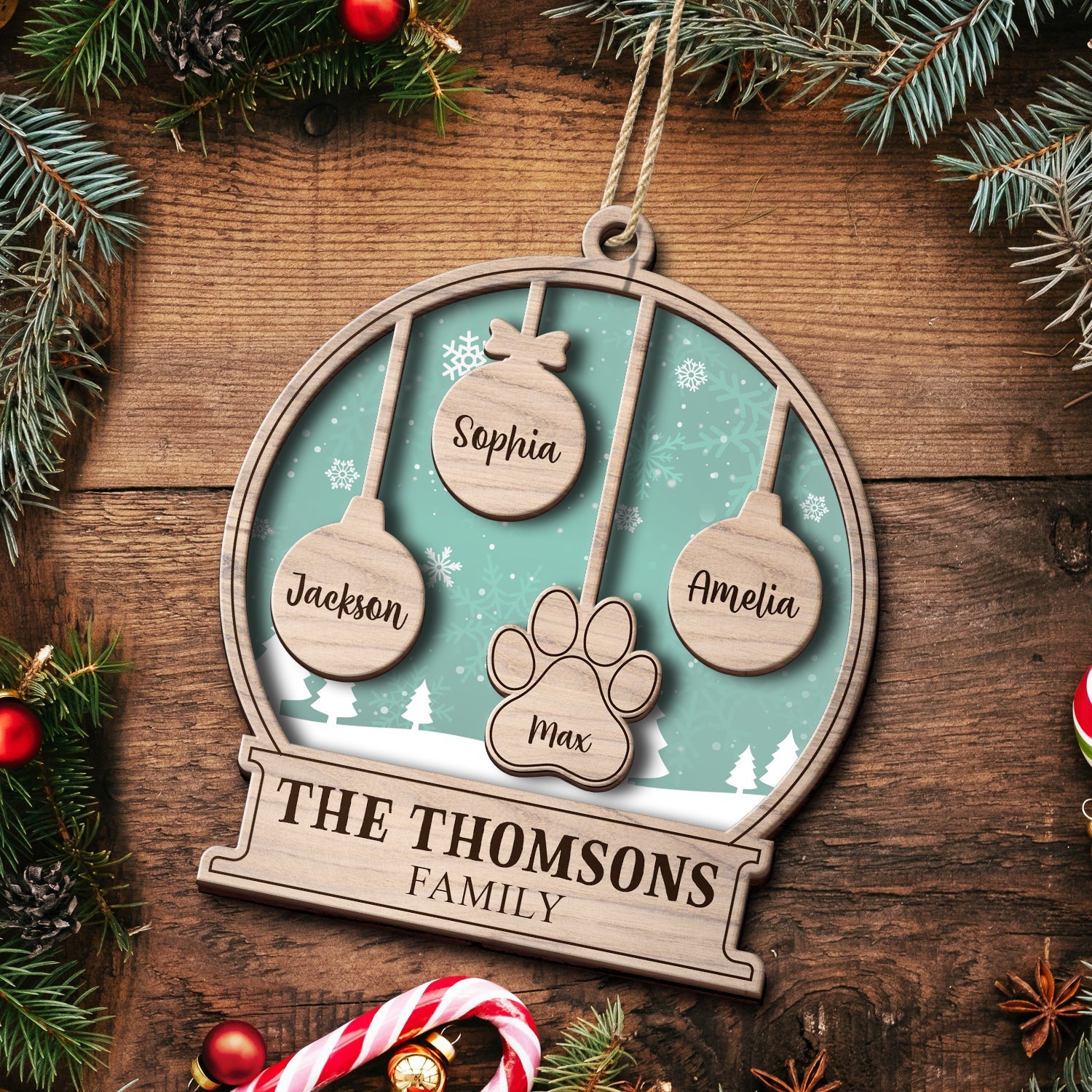 Our Family Kids Pet - Gift For Family, Parent - Personalized 2-Layered Wooden Ornament